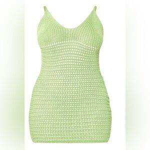 PrettyLittleThing PLT Shape Lime Crochet Strappy Mini Dress NWT Medium Green